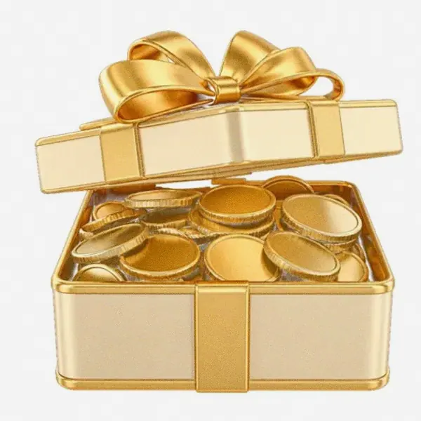 Gift box with coins — Spinfin