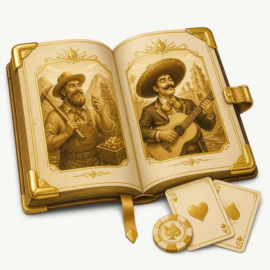 Open rulebook with cards — Spinfin