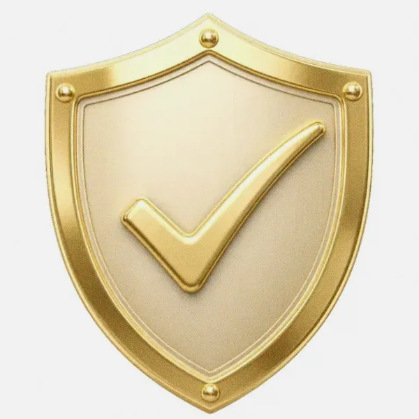Checkmark shield — Spinfin