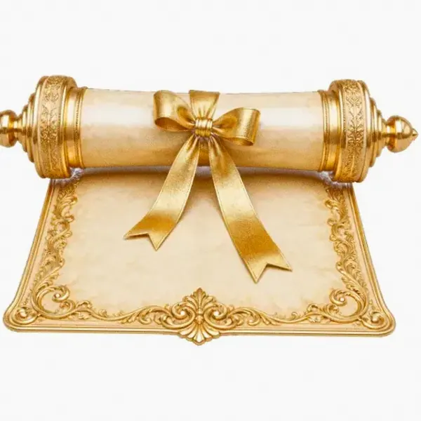 Decorated parchment scroll — Spinfin