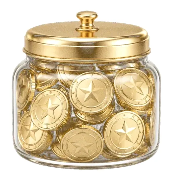 Coin-filled jar — Spinfin